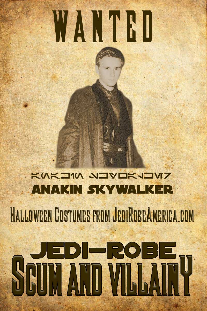 Star Wars Anakin Skywalker Halloween Costumes from JediRobeAmerica.com
